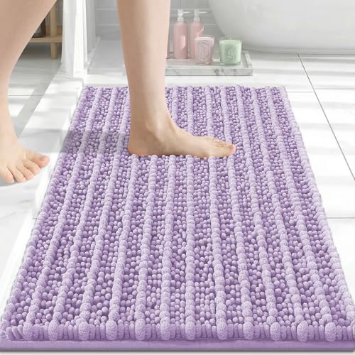 Image of Arotive Luxury Small Bathroom Rugs 24x16, Extra Soft Thick Absorbent Shaggy Chenille Bath Rugs, Machine Wash Dry, Bath Mats for Bathroom Floor, Tub and Shower, Home Decor Accessories, Light Purple