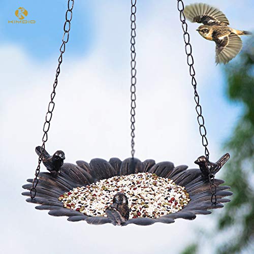 Kimdio Bird Feeder for Outside, Bird Baths for Outdoors, Feeders Hanging Tray, Seed Tray for Hanging, Outdoor Garden Backyard Decorative Great for Attracting Pet Hummingbird Feeder