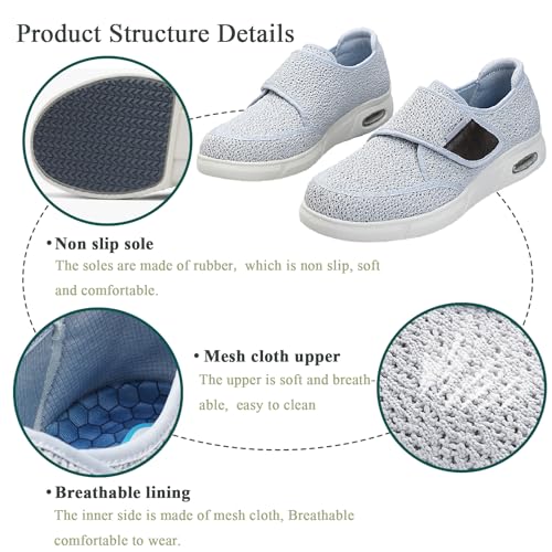 Diabetic Shoes Slip On for Men Women Wide Width Slippers Lightweight Adjustable Womens Walking Shoes for Elderly Swollen Feet Arthritis Edema2