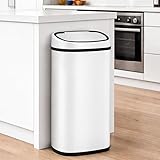 Devanti 68L Motion Sensor Bin Touchless Kitchen Rubbish Bin with Soft-Close Lid, Manual Mode, Stainless Steel Body Trash Can Automatic Garbage Bin White