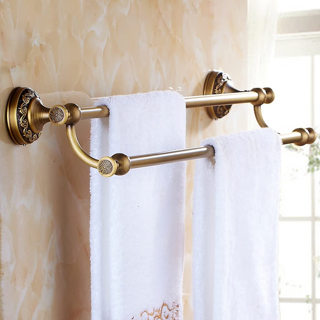 LMYSXAOZ Towel Rails Bathroom Hardware Bathroom, All-Copper European Toilet Antique Rack, Double-Bar Rail Racks/Double Pole 50Cm The New