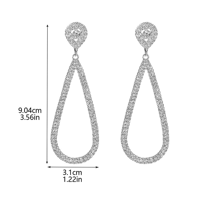 Long Silver Rhinestone Drop Dangle Earrings for Women Dangling Statement Sparkly CZ Bling Crystal Sparkle Chandelier Formal Prom Earring Fashion Jewelry3