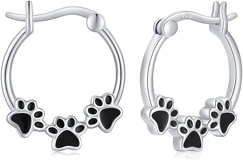 Twoowl Hypoallergenic 925 Sterling Silver Earrings Paw PrintMushroomCloudOwlCherry Cute Hoop Earrings Huggie Earrings Cartilage Earrings Cute