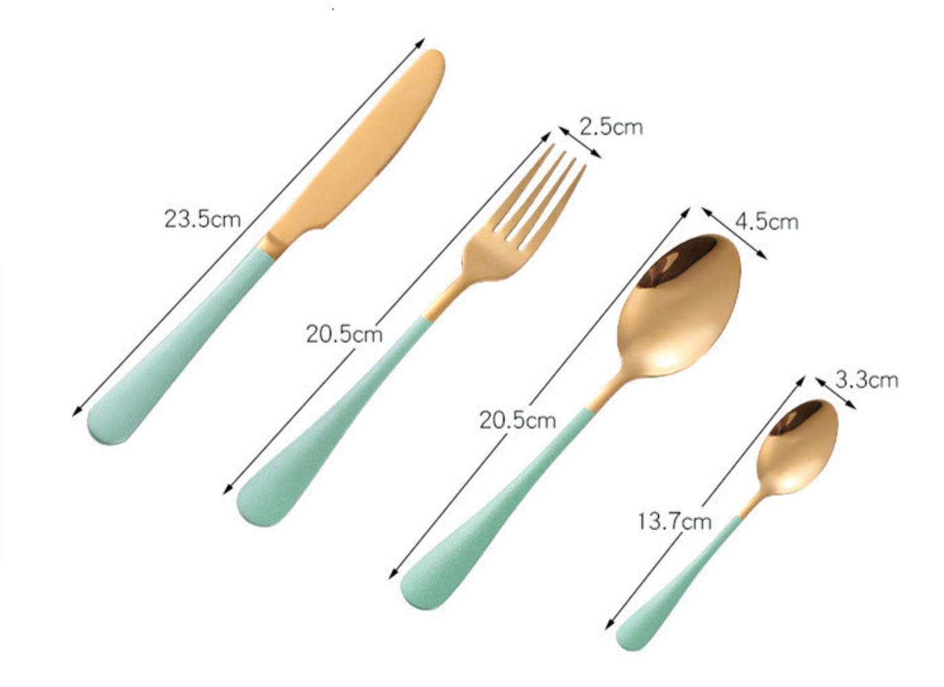 Lot de 24 couverts en acier inoxydable doré, fourchettes de cuisine, couteaux, cuillères, vaisselle, noir, doré, 6 ensembles