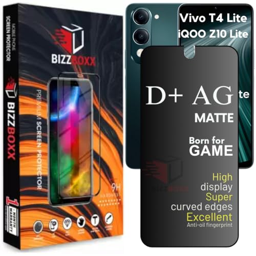 Image of Compatible With Vivo T4 Lite | For iQOO Z10 Lite 5G D+ AG Matte Tempered Glass Screen Guard Protector Anti Fingerprint Gaming Special With Camera Cut (T4 Lite | Z10 Lite 5G)- Pack of 1
