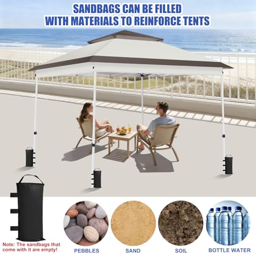 Yesker 10x10 Pop Up Canopy Tent w Mesh Netting Sidewall Vented Top - Heavy Duty Outdoor Canopy, Easy Setup Shelter Gazebo Waterproof 10x10 Popup Tnets for Patio Backyard Parties & Events, Khaki Brown