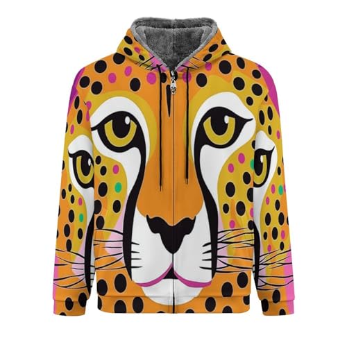 Sweat à capuche polaire homme veste doublée thermique imprimé animal
