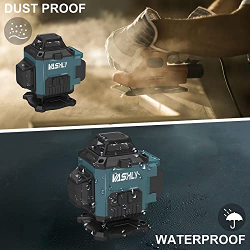 Vashly 16 Line Laser Level Self Leveling, 4 X 360° 4D Green Cross Line Lazer Level Tool With Horizontal And Vertical Lines, Remote Controller, Magnetic Rotating Stand #TOP7