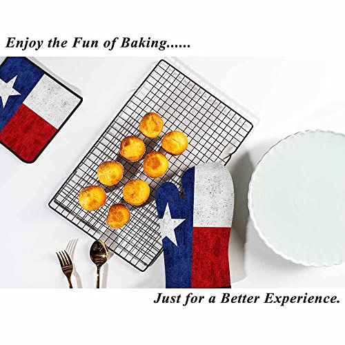 Samgula Flag Oven Mitts And Pot Holders Sets Blue Red White Star Retro Heat Resistant 3Pcs For Cooking Baking Bbq #TOP5