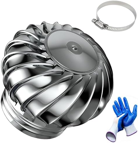 12" Stainless Steel Turbine Roof Ventilator, Round External Extractor Cap, Louver Grille Cover, Easy DIY Vent Kit for Efficient Ventilation & Exhaust Systems