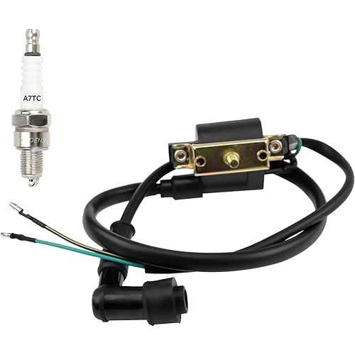 HIAORS Ignition Coil and A7TC Spark Plug for Coolster 125cc 110cc 90cc 70cc 50cc Taotao DB10 Cheetah Roketa Baja Kazuma Meerkat 50 Falcon 90 Apollo DB21 Chinese Kids ATV Quad 4 Wheeler Dirt Bike Parts