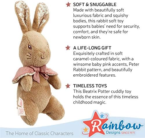 Rainbow Designs Flopsy Bunny Cuddly Toy Teddy - Peter Rabbit Super Soft Plush Toy - Beatrix Potter Soft Toy for Boys and Girls - Toddler and Baby Gift (Flopsy Bunny)