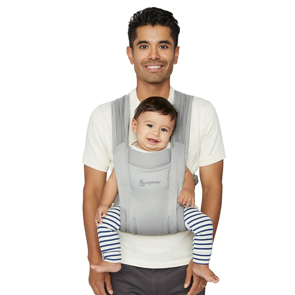 Embrace Baby Carrier Newborn to Toddler - Lightweight Ergonomic Baby Carriers - Cozy Essentials (7-25 Pounds), Soft Air Mesh, Soft Grey