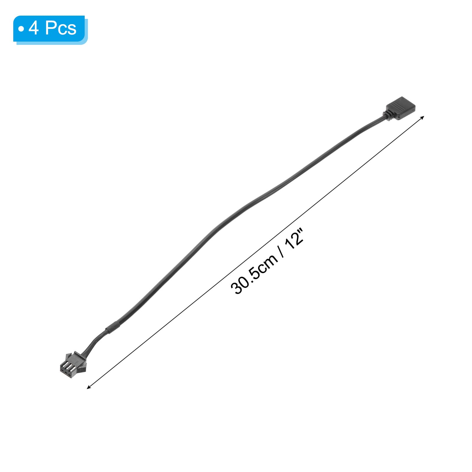Cavo Divisore PATIKIL 5V 3Pin SM3P Per Ventole PWM E LED ARGB – 4 Pezzi, 32 Cm, Nero - 2