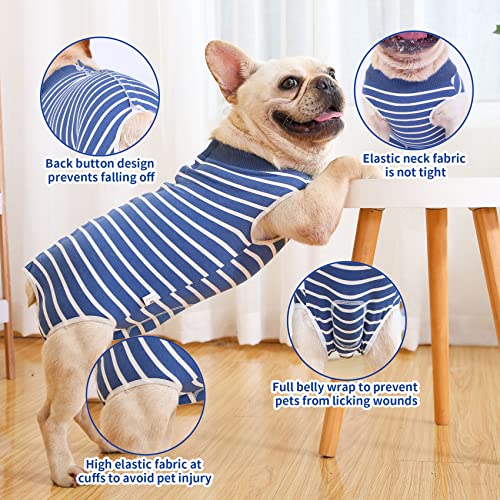 Image of Dog Surgery Recovery Suit-Comfortable & Breathable Dog Recovery Suit After Surgery,Dog Surgical Recovery Suit Female Male,Prevent Licking Dog Onesies,Substitute E-Collar & Cone-Blue Medium+