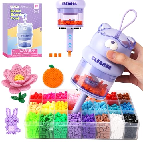 Caydo Purple Bear Bead Sweeper, High-Efficient Picking & Cleanup Tool, Fuse Beads Suction Tool for Effortless Crafting & Quick Cleanup! Suitable for Iron Beads, Clay Bead, Diamond, Craft Glitter