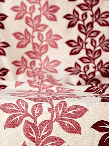 Image of Cortina Durable & Stylish Premium Floral Design 100% Polyester Curtains - Metal Grommets - Easy Fitting Over Window - Bedroom Living Room Kids Room Hall Kitchen - 7 Feet Set of 1 - Maroon 2