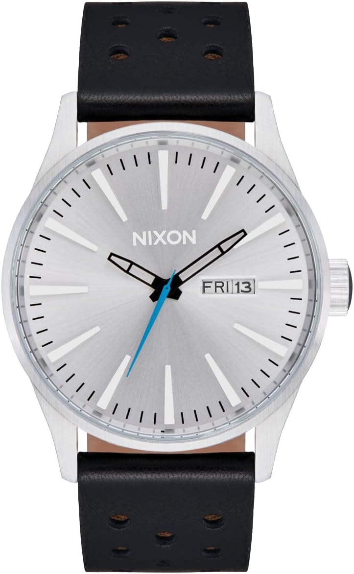 NIXON Sentry Leather A105-100m Water Resistant Men's Analog Classic Watch (42mm Watch Face, 23mm Leather Band)