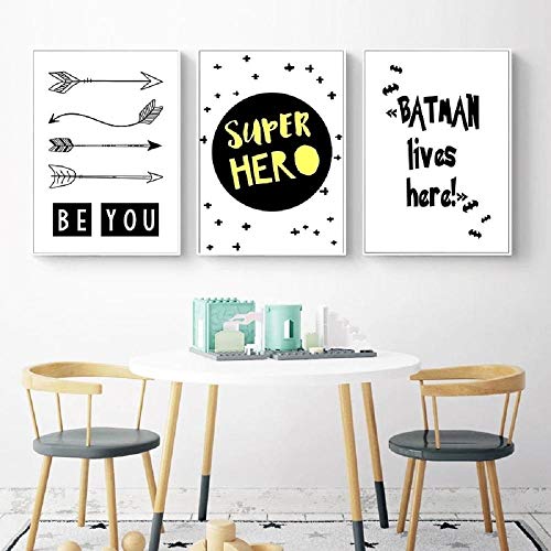 Dessin animé Batman affiche pépinière citations mur Art toile impression peinture image décorative nordique enfants bébé chambre décor 40x50cmx3 sans cadre Cover