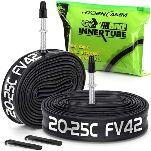 Hydencamm 2 Pack 700x20-25c FV42mm Presta Valve 700c Bike Tube Butyl 700x20C/23C/24C/25C with 2 Tire Levers 700c Road Inner Tube Compatible with 700x20C 700x23C 700x24C 700x25C Bike Inner Tube