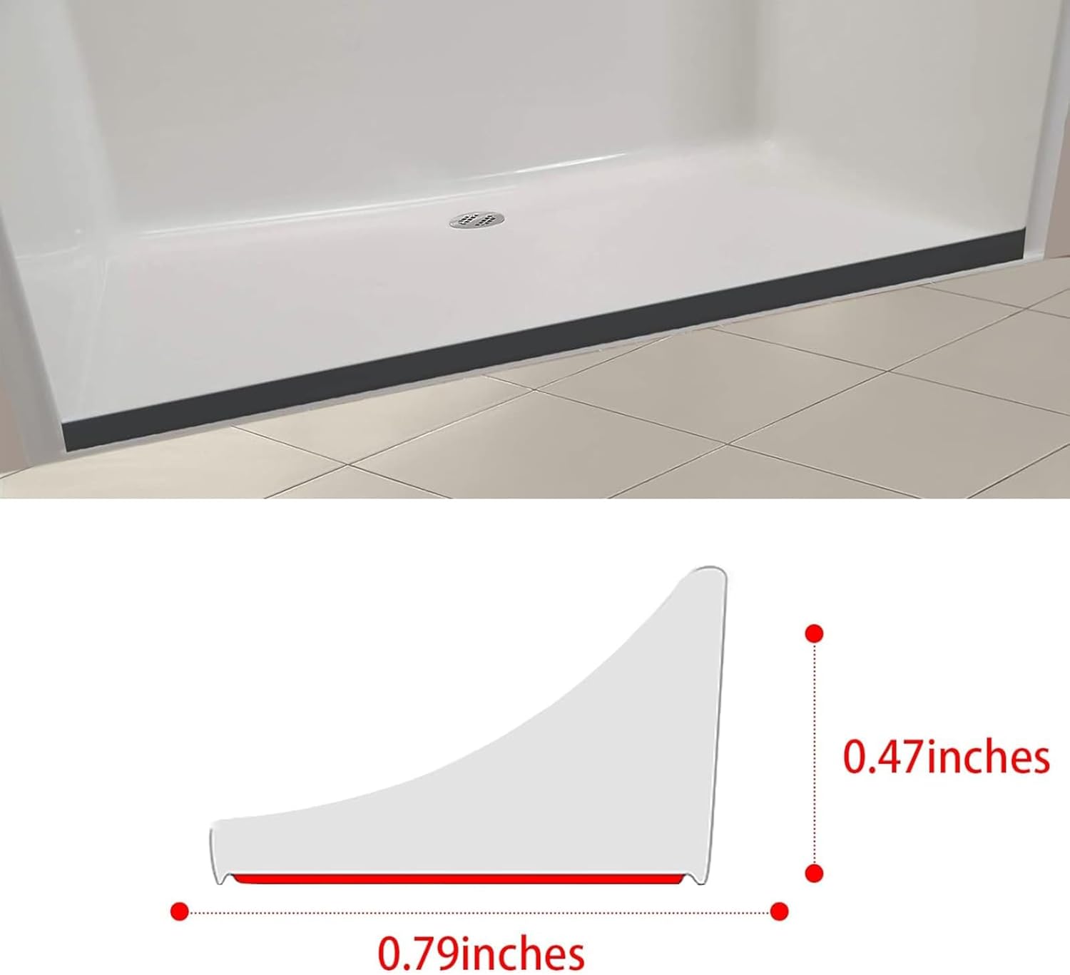 Silicone Water Retaining Strip, Self-Adhesive Threshold Water Barrier Wet Room Floor Sealing Strip, Flexible Waterproof Tape, for Bathroom Floor Water Barrier (Color : White, Size : 110cm)