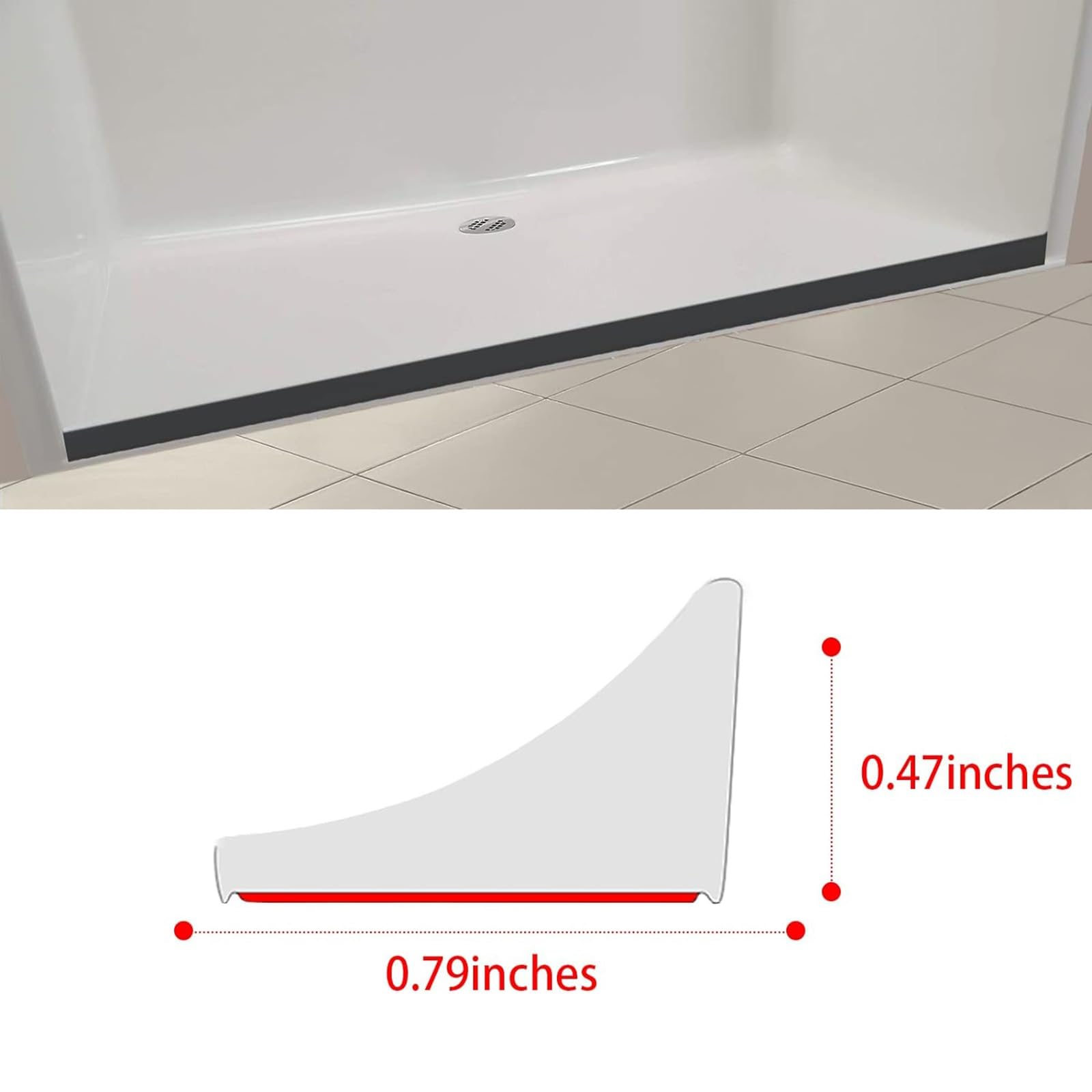 Striscia di tenuta in silicone per barriera per pavimento per ambienti umidi, striscia autoadesiva per bagno, striscia per blocco dell'acqua, barriera per soglia doccia, per separazione bagnato e asci