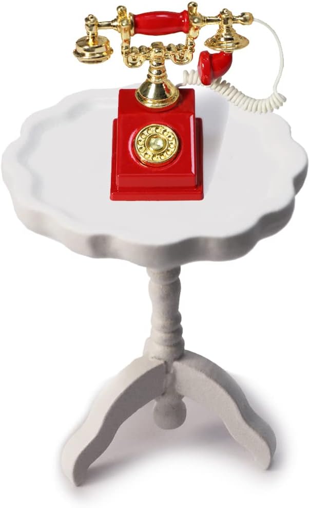Dollhouse Telephone and Round Side Table Set