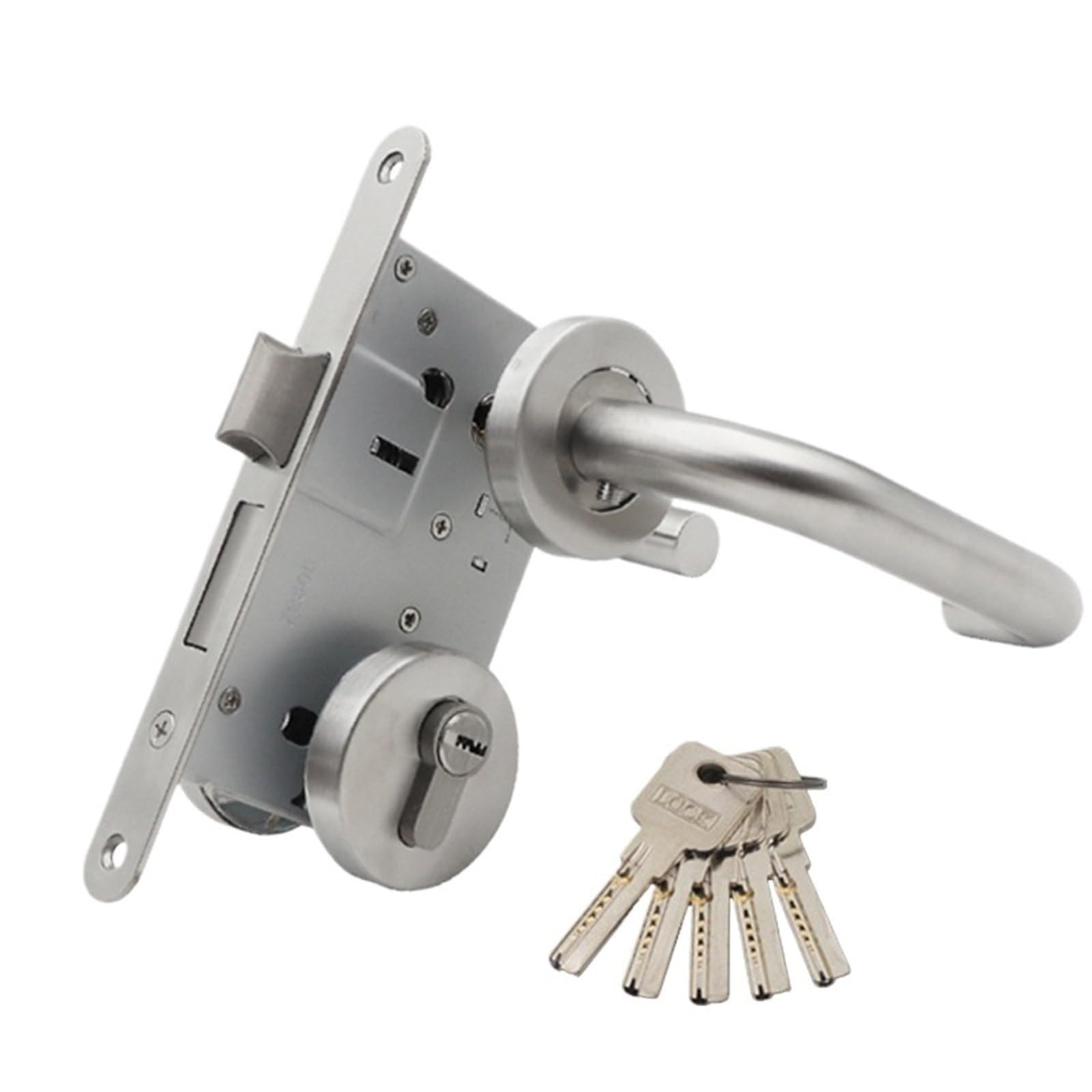 Genterun For 45-55Mm Doors Stainless Steel European-Style Mortise Lock Set 7250/5072, Entrance, 20 Round-Edge Locks, Suitable For Doors 35-50/45-55/55-60 Mm Thick(For 45-55Mm Doors)