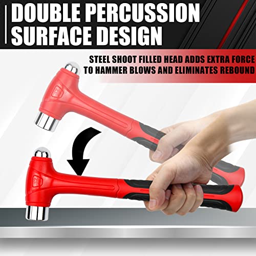 C&T 3 Piece Ball Peen Hammer, 16Oz 32Oz 48Oz, Fiberglass Handle Hammer For Ball Peen, Blow Striking Ball Pein Hammer Handle Tool With Forged Steel Construction & Shock Reduction Grip For Metal Working #TOP2