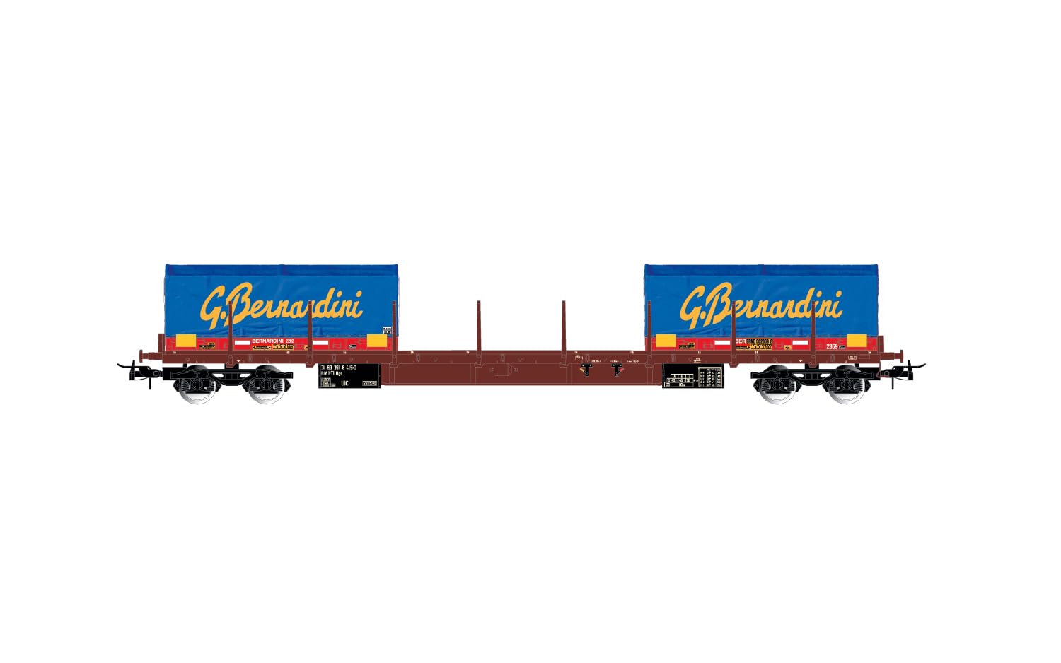 Rivarossi HR6555 FS, 4-axle flat wagon type Rgs with 2 x 20' coil containers Gruppo Bernardini, ep. V model RailwayRolling Stock - Wagons