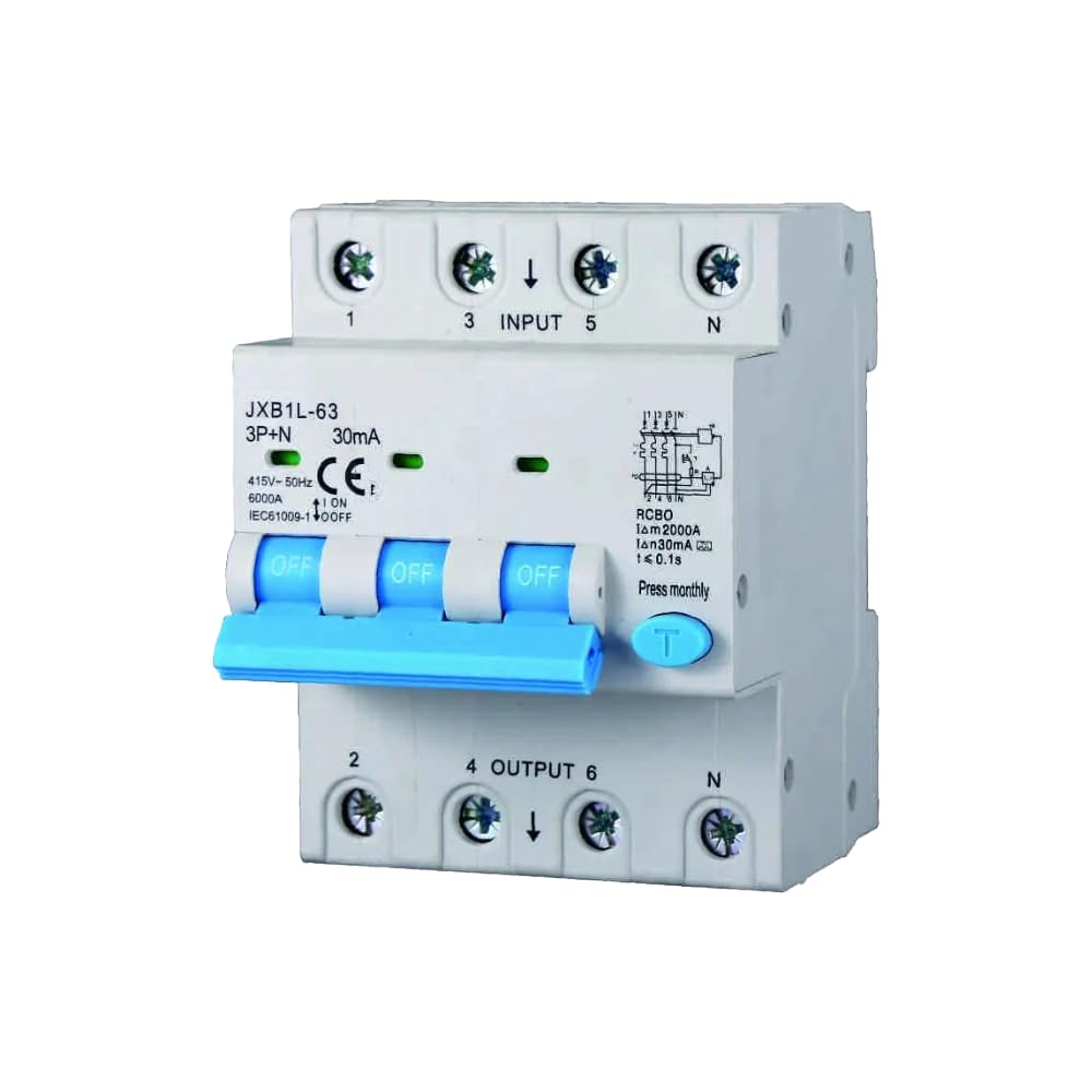 gloca Interruptor magnetotérmico diferencial 3P + N 30 mA 380 V-6 KA Clase A (32 amperios)