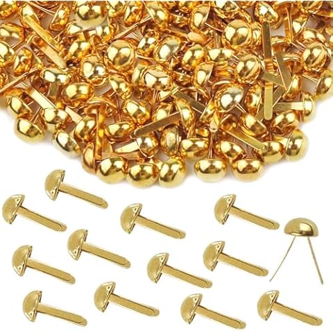 300 Pcs Brass Fasteners,brads for Paper Crafts,Brass Brads Round Fasteners,Paper Fasteners,Brass Brad Paper Fasteners,pins for Crafts DIY Handicraft School Project Supplies(0.32x0.6 Inch Gold) Cover