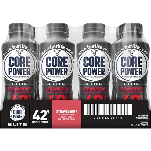 Core Power B0855NBDH3-5 Fairlife Elite 42G High Protein Milk Shake Bottle , Ready To Drink For Workout Recovery, Strawberry thumb #1