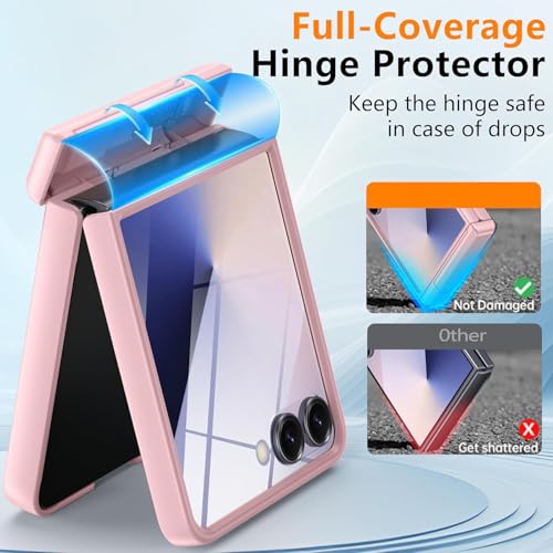 Image of Kapa Geometric Hinge Protection Back Cover for Samsung Galaxy Z Flip7 / Flip 7 | with [Inbuilt Glass] Full Body Shockproof Hard Back Case (Pink)