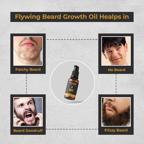 Image of Flywing Beard Growth Oil, 100% Natural Ingredients, 30ml, For Beard Growth
