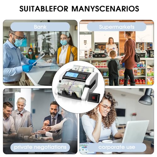 Geldscheinzähler mit LCD-Display STANEW, Multimodus-Zählung mit Einzelstückelungssummen, UV/MG/IR Erkennung, Geschwindigkeit >1000 Stück/min, geldzählmaschine für EUR/USD/GBP
