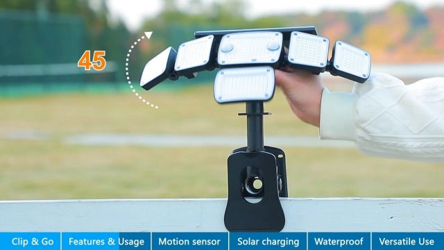 Image of Solar Flood Lights Outdoor,5000LM 366 LEDs Dual Clip on Motion Sensor Lights with 360 Wide Angle &3 Modes, IP65 Waterproof Security Lights for Yard Patio Garage Garden,2Pack