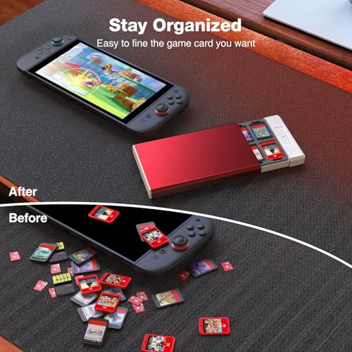 Image of HEIYING Switch Game Card Case for Nintendo Switch /Switch OLED /Switch Lite Game Card or Micro SD Memory Card, Metal Switch Game Holder with 20 Game Card Slots and 20 Micro SD Card Slots