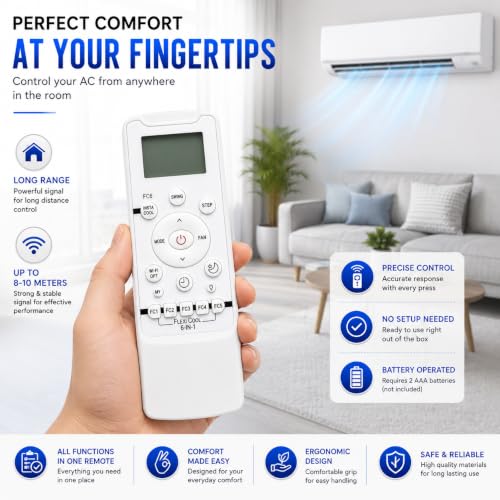 Image of K2 Remotes Compatible for Carrier AC Remote RG56CMI-B0 - Replacement for Carrier Split & Window AC 1 Ton, 1.5 Ton & 2 Ton | Flexi Cool | LCD Display | White