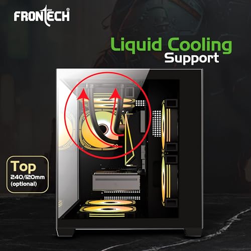 Image of Frontech Magnus Gaming Computer Cabinet with RGB Fans, Optimized Airflow, Liquid Cooling Support, Dust Filter, USB 3.0 & 2.0 Ports - High-Performance Computer Case for Gaming (FT-4383)