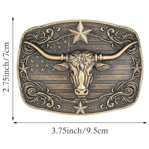 Image of Cowboy Belt Buckle for Men Longhorn Bull Belt Buckles Men Vintage Texas Buckle for Women Cowboy Cowgirl Belt Buckle