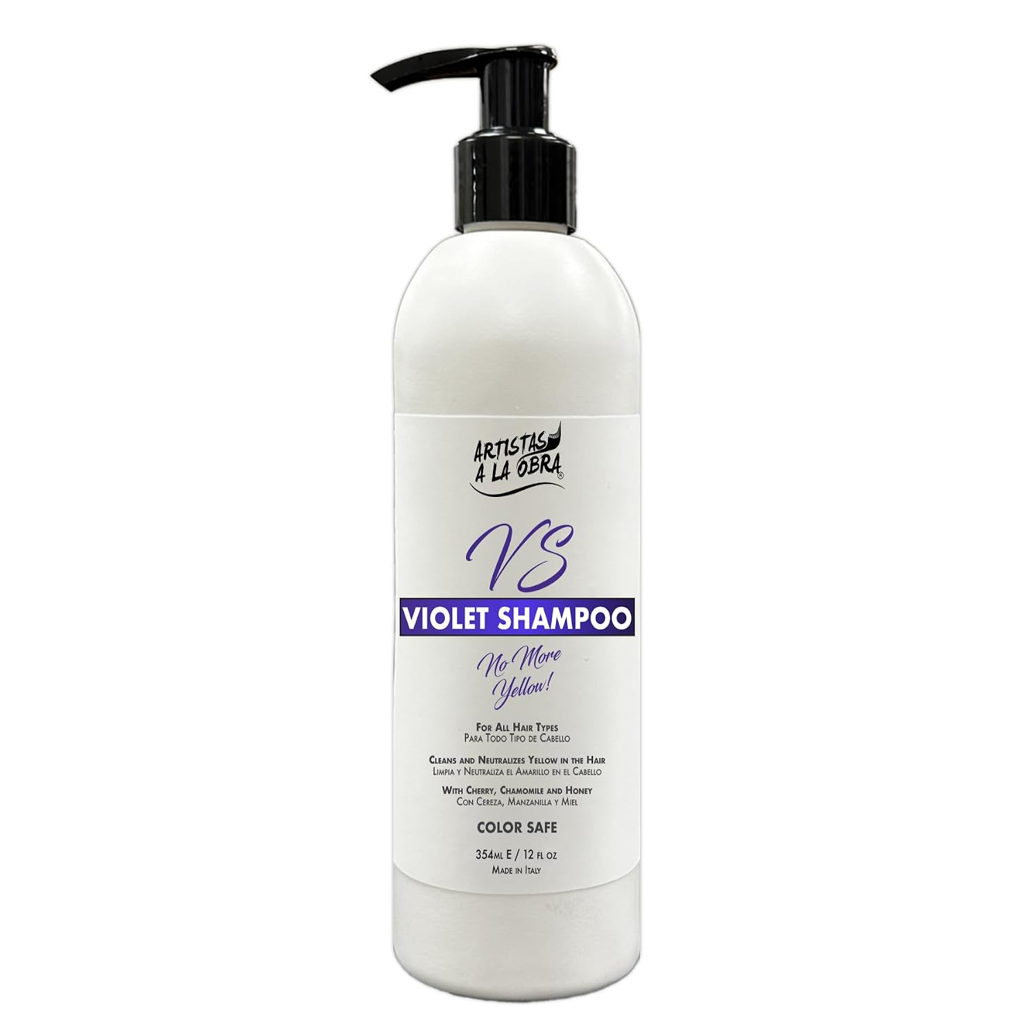 VS Violet Shampoo for Blonde, Silver & Gray Hair 12oz – Neutralizes Yellow Tones – Color Safe – With Honey, Cherry & Chamomile
