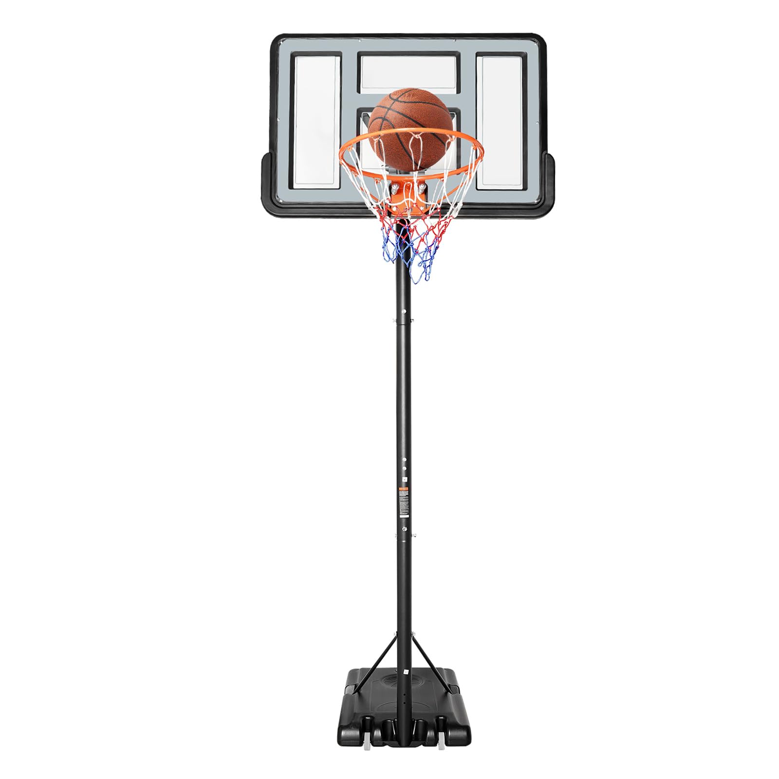Canestro da basket con supporto e ruote, 170-305 cm, regolabile in altezza