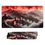 マウスパッド 大型 500 x 250 x 3mm ゲーミングマウスパッド 防水 デスクマット 滑り止めゴム底 おしゃれ キーボードパッド 快適操作性 ゴム底 洗える 耐洗い表面 耐久性 超高密度繊維 仕事 ゲーム オフィス ホーム用 男性用デスクトップアクセサリー （万里の長城) o-934