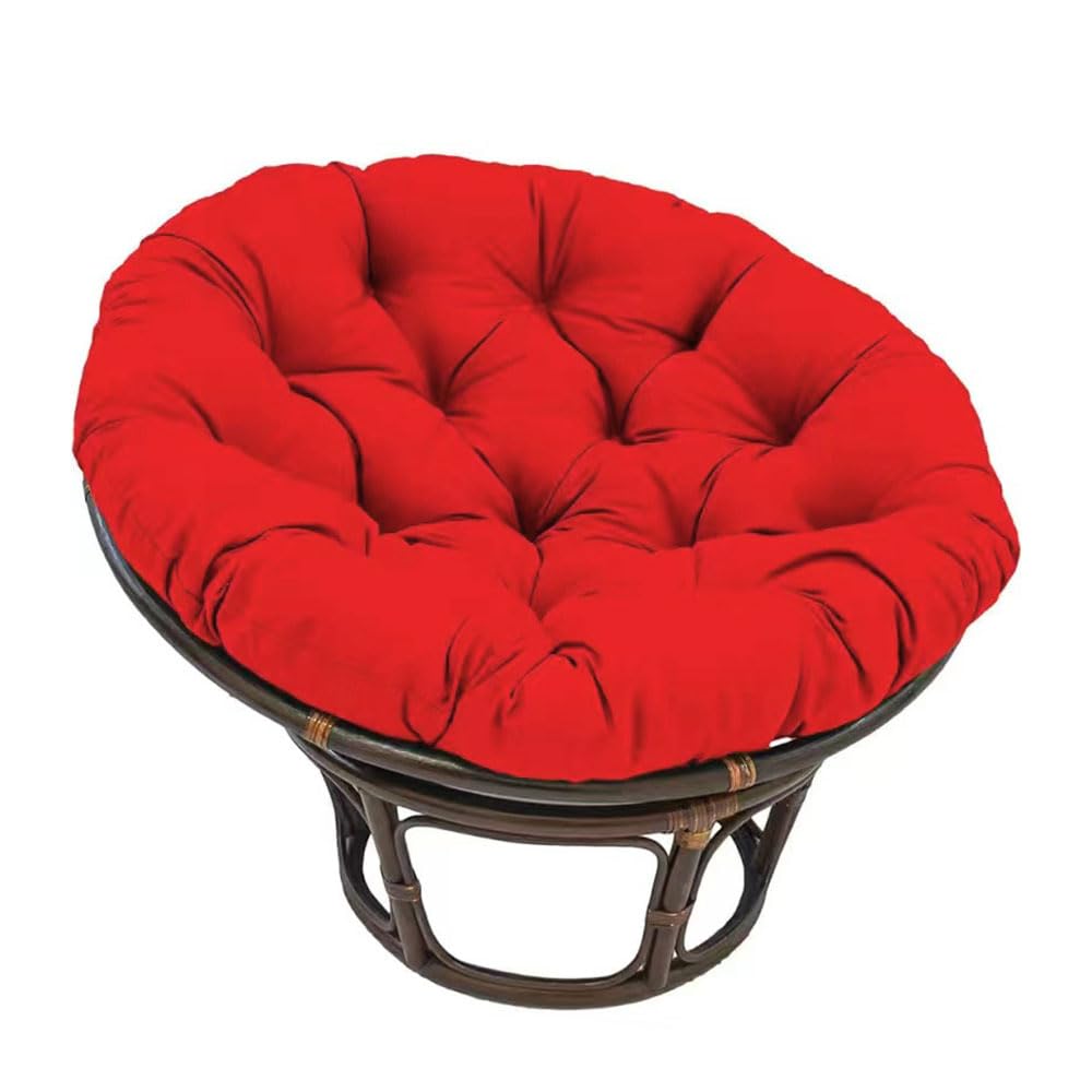 Surwin Papasan Chair Cushions, Thick Round Chair Cushions Hammocks Swing Pads, Papasan Round Chair Cushions with Fixing Straps, Outdoors Indoor Egg Chair Cushion (40cm,Red)