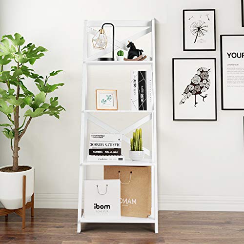 Tangkula-4-Tier-Ladder-Shelf-Bookcase-Leaning-Free-Standing-Wooden-Frame-Decor-Bookshelf-Storage-Flower-Shelf-Plant-Display-Shelf-for-Home-Office-White-1 Tangkula 4 Tier Ladder Shelf Bookcase Leaning Free Standing Wooden Frame Decor Bookshelf Storage Flower Shelf Plant Display Shelf for Home Office White 1