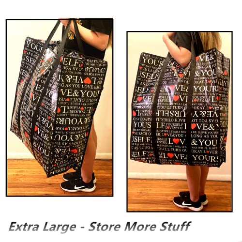 3 Pack Extra Large Jumbo Reusable Unbreakable Hard Plastic Fabric Checkered Laundry Bags With Zipper And Strong Handles For Travel, Grocery, Laundry, Shopping, Storage, Moving,Size:(25.3"X21.5"X10") #TOP1