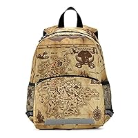 ISAOA Toddler Backpack with Reins for Boys Girls,Pirate Treasure Map Children Backpack Rucksack Daycare Bag Preschool Nursery Travel Bag with Chest Clip