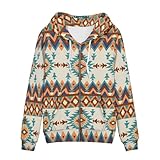 Showudesigns Aztec Zip Up Jackets Y2K Women's Yoga Clothing Tribal Sweatshirts Plus Size 5XL Hooded Tops Pullover Sweaters Fall Spring Clothes Western Outfits Tunic Southwestern