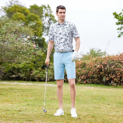 Image of Golf Shirts for Men Dry Fit Short Sleeve Print Performance Moisture Wicking Polo Shirt